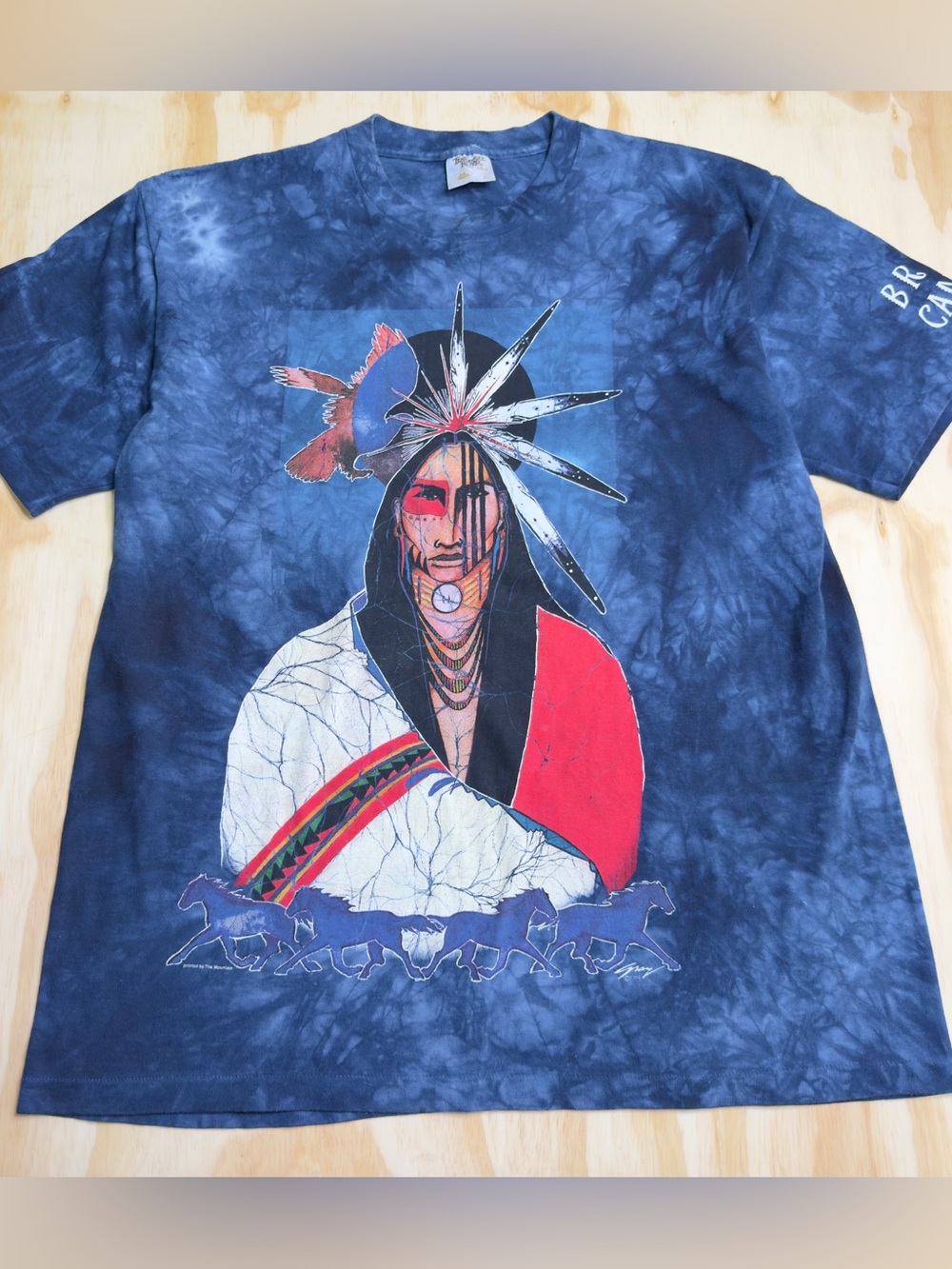 Vintage Tennessee River Shirt Mens Large Blue Tie Dye Native American Size XL